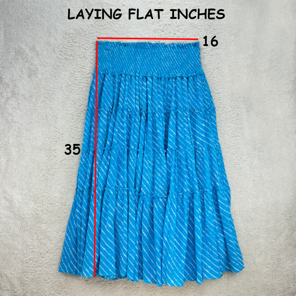 Lauren Ralph Lauren Womens Maxi Skirt Large Aqua Striped Tiered Cotton Lined - Picture 6 of 8